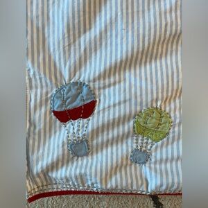 Pottery Barn Kids Blue White Hot Air Balloon Crib Size Dust Ruffle Bed Skirt